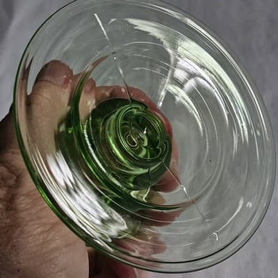 Vintage Green Uranium Glass Candlestick Holder - Thumbnail 5