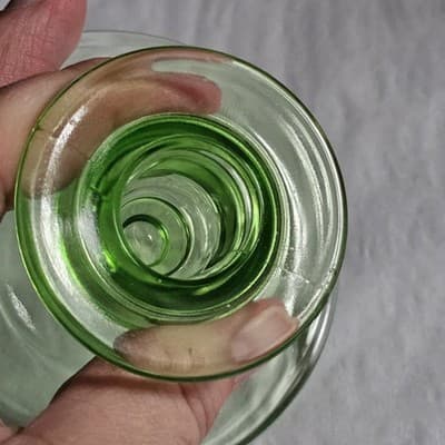 Vintage Green Uranium Glass Candlestick Holder - Thumbnail 6