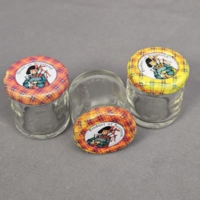 Vintage Tiny Jars w Lids Product of Scotland Bottle 3 Pieces Scott of Scotland - Thumbnail 3
