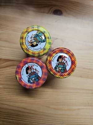 Vintage Tiny Jars w Lids Product of Scotland Bottle 3 Pieces Scott of Scotland - Thumbnail 2