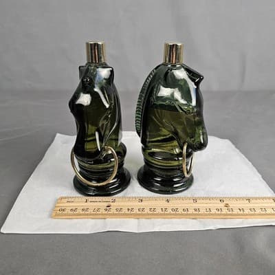 Vintage AVON Horse Pony Glass Decanter Bottles (Set Of 2) Chess Knight After-Sha - Thumbnail 7