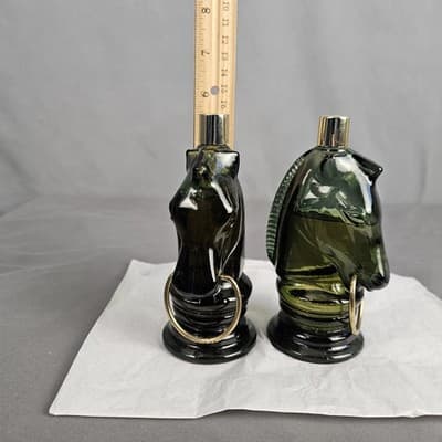 Vintage AVON Horse Pony Glass Decanter Bottles (Set Of 2) Chess Knight After-Sha - Thumbnail 6