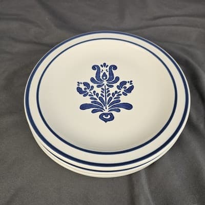 Pfaltzgraff Village Stoneware Salad Plates Blue Floral 6.75" Round Set of 4 - Thumbnail 3