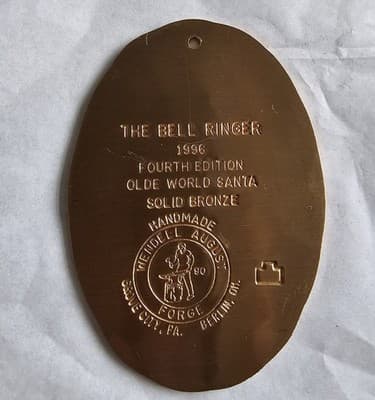 Wendell August Forge Ornament 1996 The Bell Ringer Solid Bronze 4th Edition - Thumbnail 2