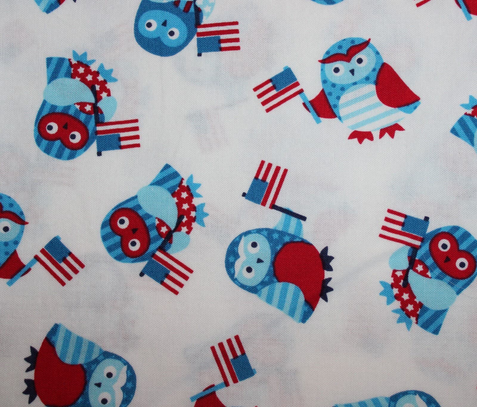Fabric Owls 2 diff. Materials Magic World Owl and Patriotic Owl Red white blue - Thumbnail 3