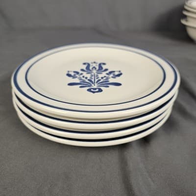 Pfaltzgraff Village Stoneware Salad Plates Blue Floral 6.75" Round Set of 4 - Thumbnail 2