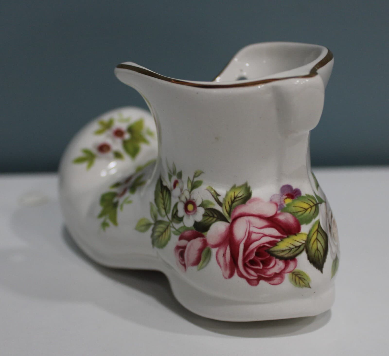 VINTAGE “HARMONY ROSE” PATTERN BOOT POTTERY - OLD FOLEY JAMES KENT LTD - Thumbnail 2