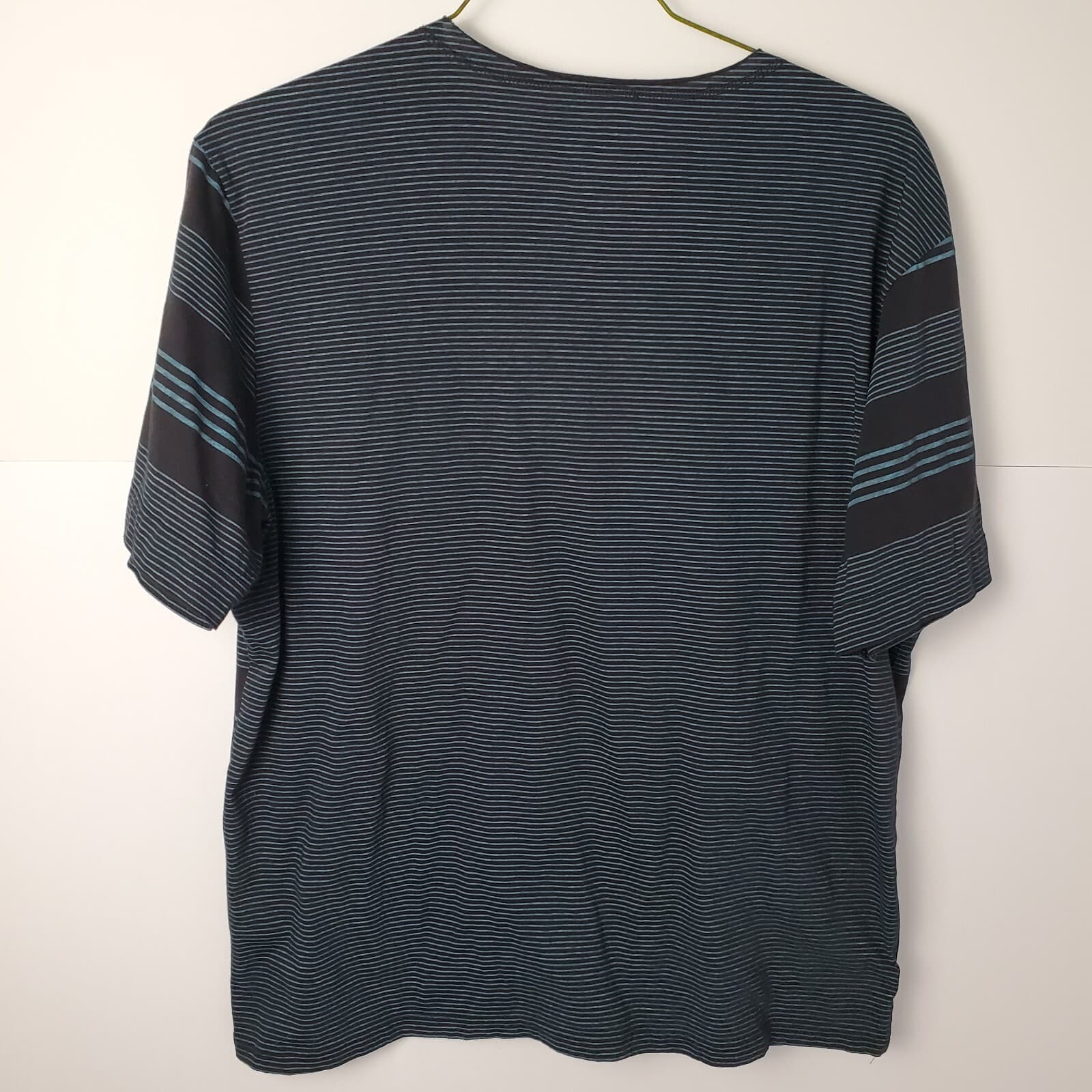 American Rag Mens T-Shirt Polo XXL Black Blue Striped Casual - Thumbnail 3