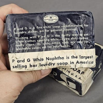 Vtg P and G The White Naphtha Laundry Bar Soap for Dishes Cleaning Made in USA - Thumbnail 7