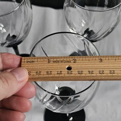 Vintage Luminarc France Domino Gothic Black Stem Wine Glass Set Of 8 - Thumbnail 8