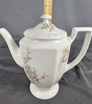 Rosenthal Iris Chocolate Pot Pink Roses, Blue Flowers Tea Pot with Lid - Thumbnail 8