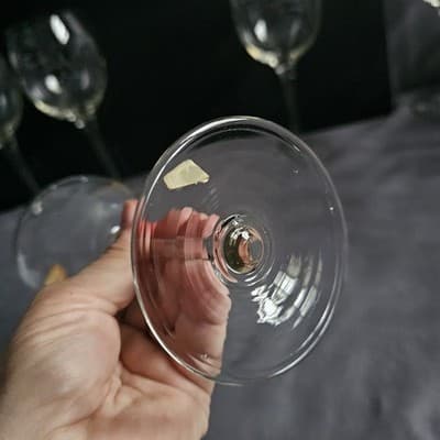Vintage Bulgaria Hand Cut Crystal Wine Glasses Floral Set 4 Excellent 9" Tall - Thumbnail 13