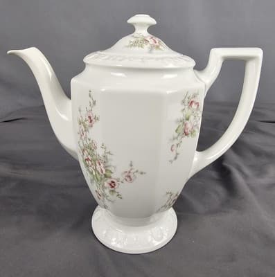 Rosenthal Iris Chocolate Pot Pink Roses, Blue Flowers Tea Pot with Lid - Thumbnail 6