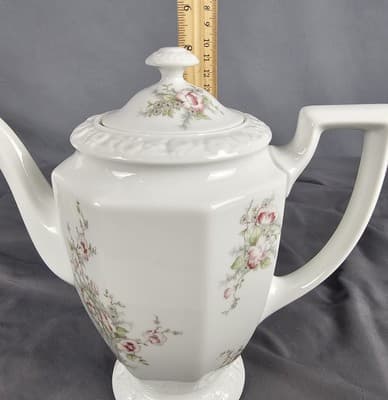 Rosenthal Iris Chocolate Pot Pink Roses, Blue Flowers Tea Pot with Lid - Thumbnail 9