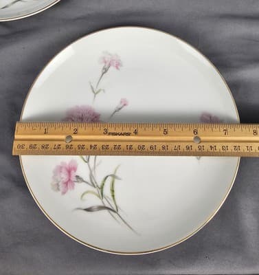 Vintage Royal Court Carnation Fine China JAPAN Set of 2 Salad Plates 7.5" - Thumbnail 4