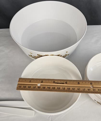 Vintage Sterilite 7 Piece Matching 4 Salad Bowls Set Daisies In Basket - Thumbnail 8