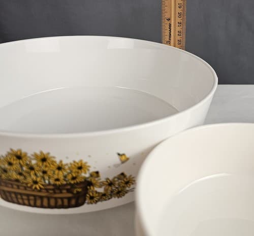 Vintage Sterilite 7 Piece Matching 4 Salad Bowls Set Daisies In Basket - Thumbnail 9