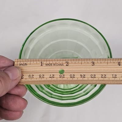 Green Uranium Depression Glass Sherbet Dish VTG Anchor Hocking Block Optic 1930s - Thumbnail 4