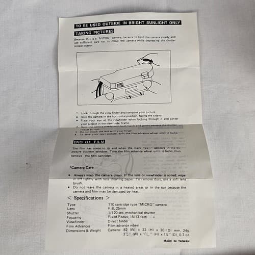 Kelloggs Vintage 110 film Camera NIB Advertising - Thumbnail 7
