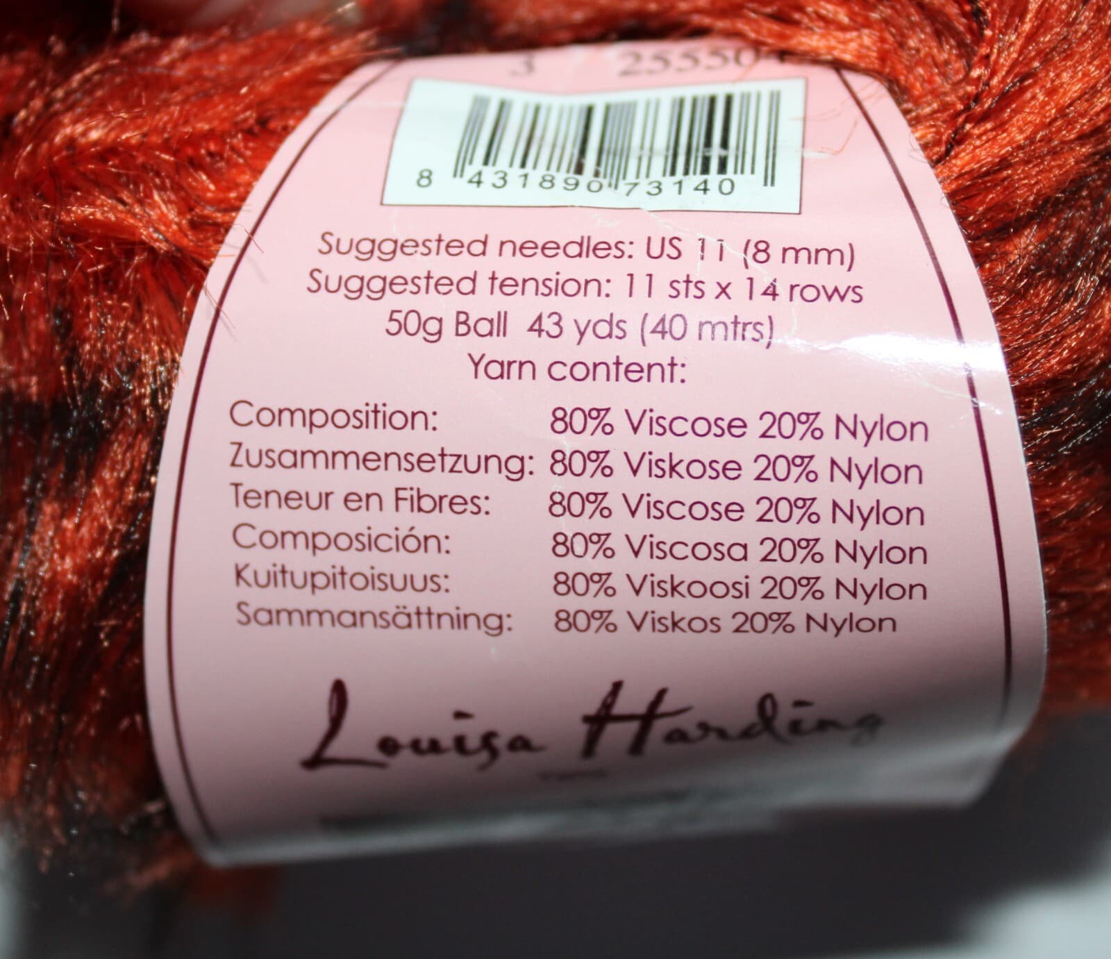 SALE Louisa Harding Luzia Yarn Col 3 Orange Rayon Nylon 50gr 43yd - Thumbnail 4