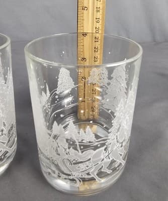 Frosted Horse Drawn Sleigh Tumbler Winter Scene Christmas 12 oz Set of 2 - Thumbnail 9