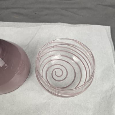 Vintage Italian Style Hand Blown Glass Fruit Rose Pink Pear 2 piece Container - Thumbnail 7
