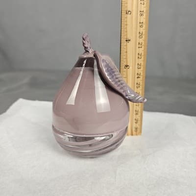 Vintage Italian Style Hand Blown Glass Fruit Rose Pink Pear 2 piece Container - Thumbnail 13