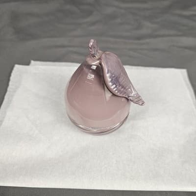 Vintage Italian Style Hand Blown Glass Fruit Rose Pink Pear 2 piece Container - Thumbnail 4