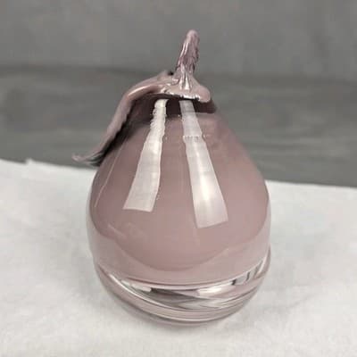 Vintage Italian Style Hand Blown Glass Fruit Rose Pink Pear 2 piece Container - Thumbnail 2