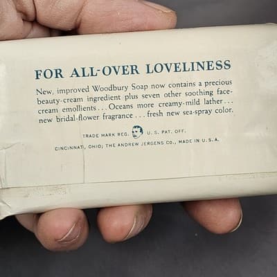 Vintage Woodbury Beauty Bath Size 4" Soap Bar New Old Stock 1940s Prop - Thumbnail 5