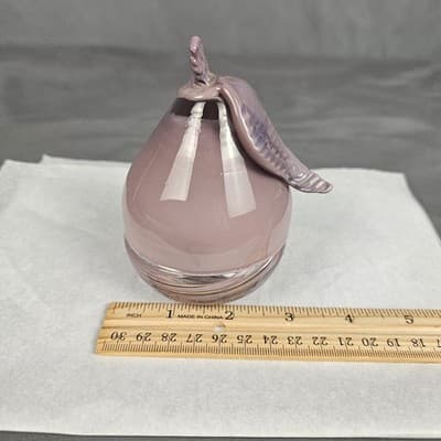 Vintage Italian Style Hand Blown Glass Fruit Rose Pink Pear 2 piece Container - Thumbnail 12