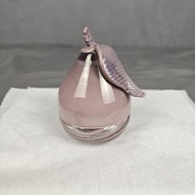 Vintage Italian Style Hand Blown Glass Fruit Rose Pink Pear 2 piece Container - Thumbnail 3