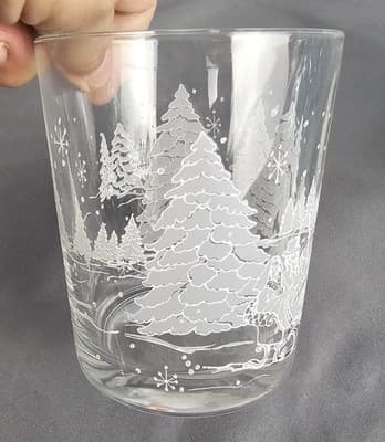 Frosted Horse Drawn Sleigh Tumbler Winter Scene Christmas 12 oz Set of 2 - Thumbnail 5