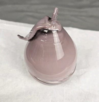 Vintage Italian Style Hand Blown Glass Fruit Rose Pink Pear 2 piece Container - Thumbnail 5
