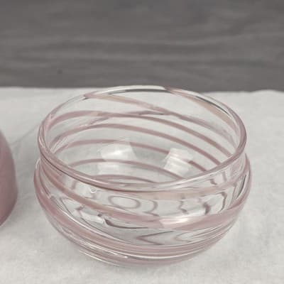 Vintage Italian Style Hand Blown Glass Fruit Rose Pink Pear 2 piece Container - Thumbnail 8