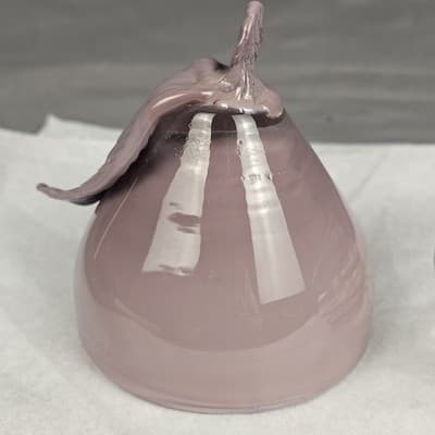 Vintage Italian Style Hand Blown Glass Fruit Rose Pink Pear 2 piece Container - Thumbnail 9