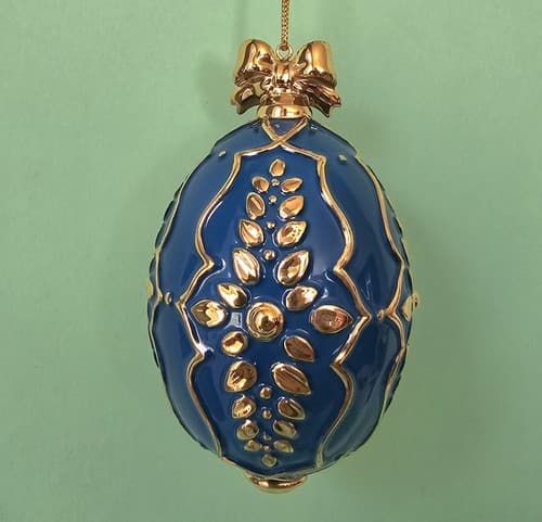 Danbury Mint Painted Bunting Christmas Ornament Birds of Splendor Blue Egg 3.5" - Thumbnail 2