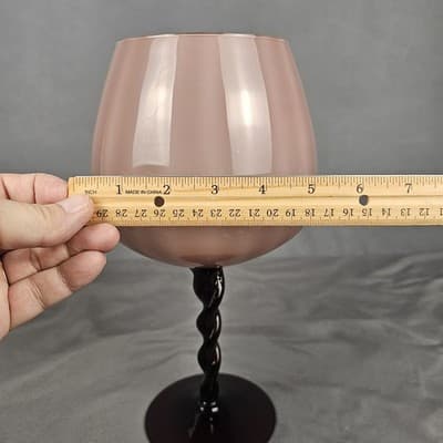 Vint. Hand Blown Art Glass Rose Burgandy Pedestal Vase Compote Twisted Stem 12" - Thumbnail 11