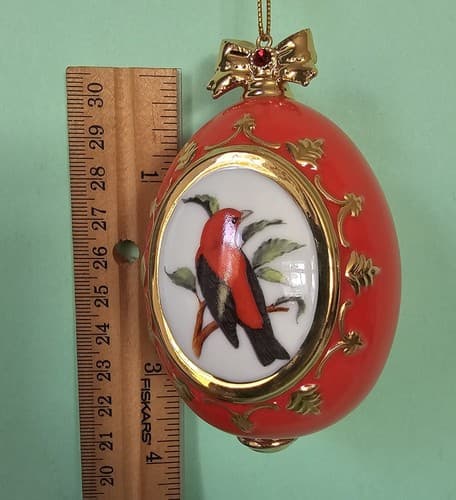 Danbury Mint Scarlet Tanager Christmas Ornament Birds of Splendor Egg 3.5" - Thumbnail 5