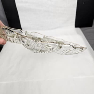 Jeannette Glass - Feather Pattern, Gold Trim, Divided Relish Tray Vintage 1950's - Thumbnail 4