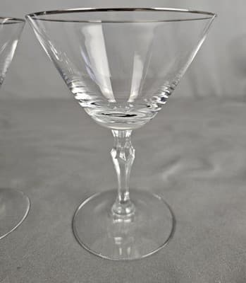 Fostoria Engagement Champagne Tall Sherbet, Set of 2, Signed Platinum Rim - Thumbnail 3