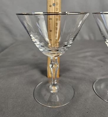 Fostoria Engagement Champagne Tall Sherbet, Set of 2, Signed Platinum Rim - Thumbnail 8