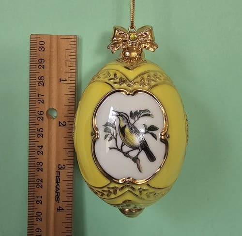 Danbury Mint Meadowlark Christmas Ornament Birds of Splendor Egg 3.5" - Thumbnail 5