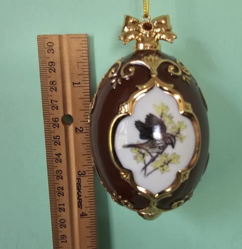Danbury Mint Song Sparrow Christmas Ornament Birds of Splendor Egg 3.5" - Thumbnail 5