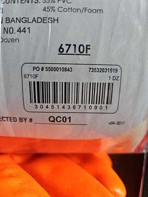 MCR Safety 6710F PVC Foam Lined Work Gloves Orange Gauntlet Waterproof 12 - 1 dz - Thumbnail 7