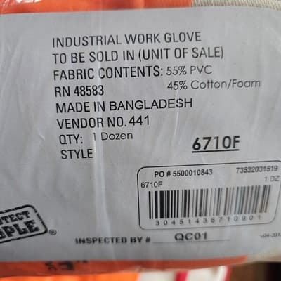 MCR Safety 6710F PVC Foam Lined Work Gloves Orange Gauntlet Waterproof 12 - 1 dz - Thumbnail 6