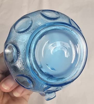 Vintage Fenton Blue Glass Coinspot Opalescent Water Pitcher 4" Tall - Thumbnail 5