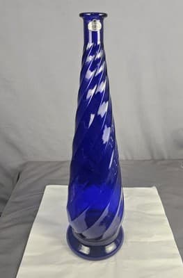 Guildcraft ITALY 🇮🇹 Vase 20" Tall Blue Swirl - Thumbnail 2