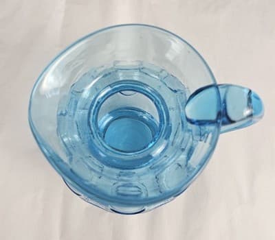 Vintage Fenton Blue Glass Coinspot Opalescent Water Pitcher 4" Tall - Thumbnail 3