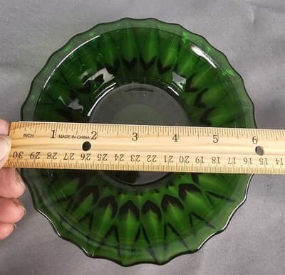 Vintage Green Hoosier Glass Bowl / Dish Scalloped Edge #4056 - Thumbnail 5